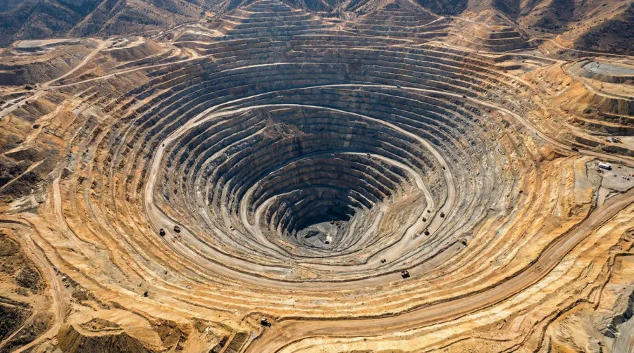 Terraced open-pit mine
